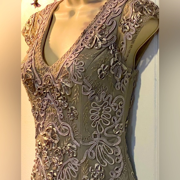 FINAL PRICE DROP Sue Wong Nocturne beaded lace cocktail dress,silver/lavender, - Picture 8 of 16